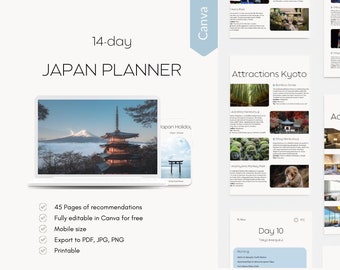 Digital Japan Travel Planner | Editable Planner | Customize in Canva | Download Itinerary |  Ultimate Japan Travel Guide