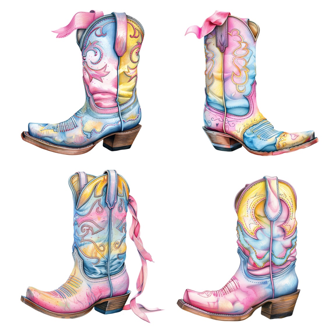 Cowgirl Boot Clipart, Coastal Cowgirl, Cowgirl Clipart, Rodeo PNG ...