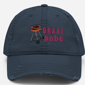 Braai Babe Embroidered Distressed Dad Hat, South Africa Baseball Cap, Embroidered Dad Hat Cap, Embroidered Hats Logo, Africa