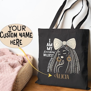 Custom Black Woman Tote Bag, African American Bag, Afrocentric Queen Bag, Faith Christian Tote, Black Girl Magic Prayer Bag, God Lover Gift