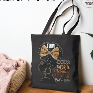 Black Woman Tote Bag, Afrocentric Queen Gift, Faith Christian Bag, Melanin Momma Tote, Black Girl Magic Bag, Mother&#39;s Day Gift for Her