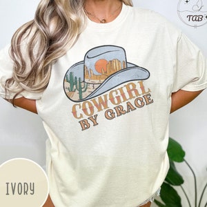 T-shirt Blessed Cowgirl - Western Christian Comfort Colors T-shirt - Faith and Rodeo Apparel - Vintage shirt Cowgirl by Grace