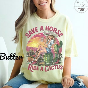 Save A Horse Comfort Colors® Tee, Retro Cowgirl Concert Shirt, Vintage Western Rodeo T-Shirt, Horse Lover Gift, Oversized Country T-Shirt