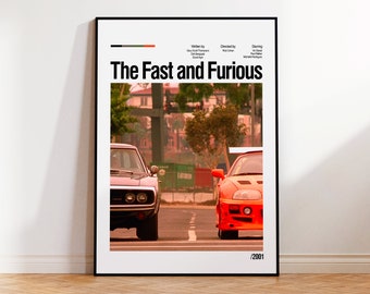 The Fast and the Furious Movie Poster, Minimalist Movie Poster, Custom Poster, Classic Movie Poster