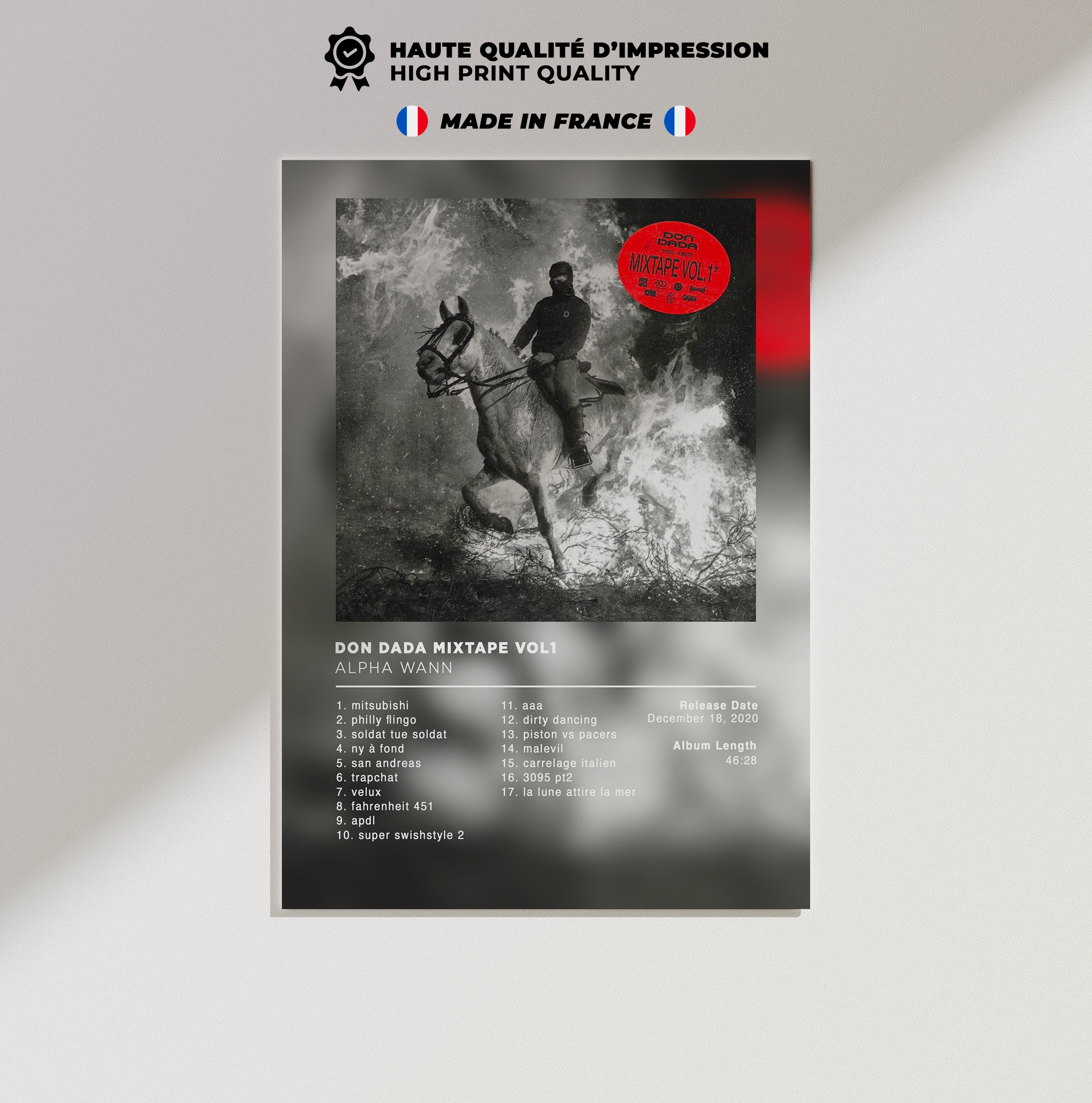 Album Poster DonDada Mixtape Vol 1 d'Alpha Wann, rap posters