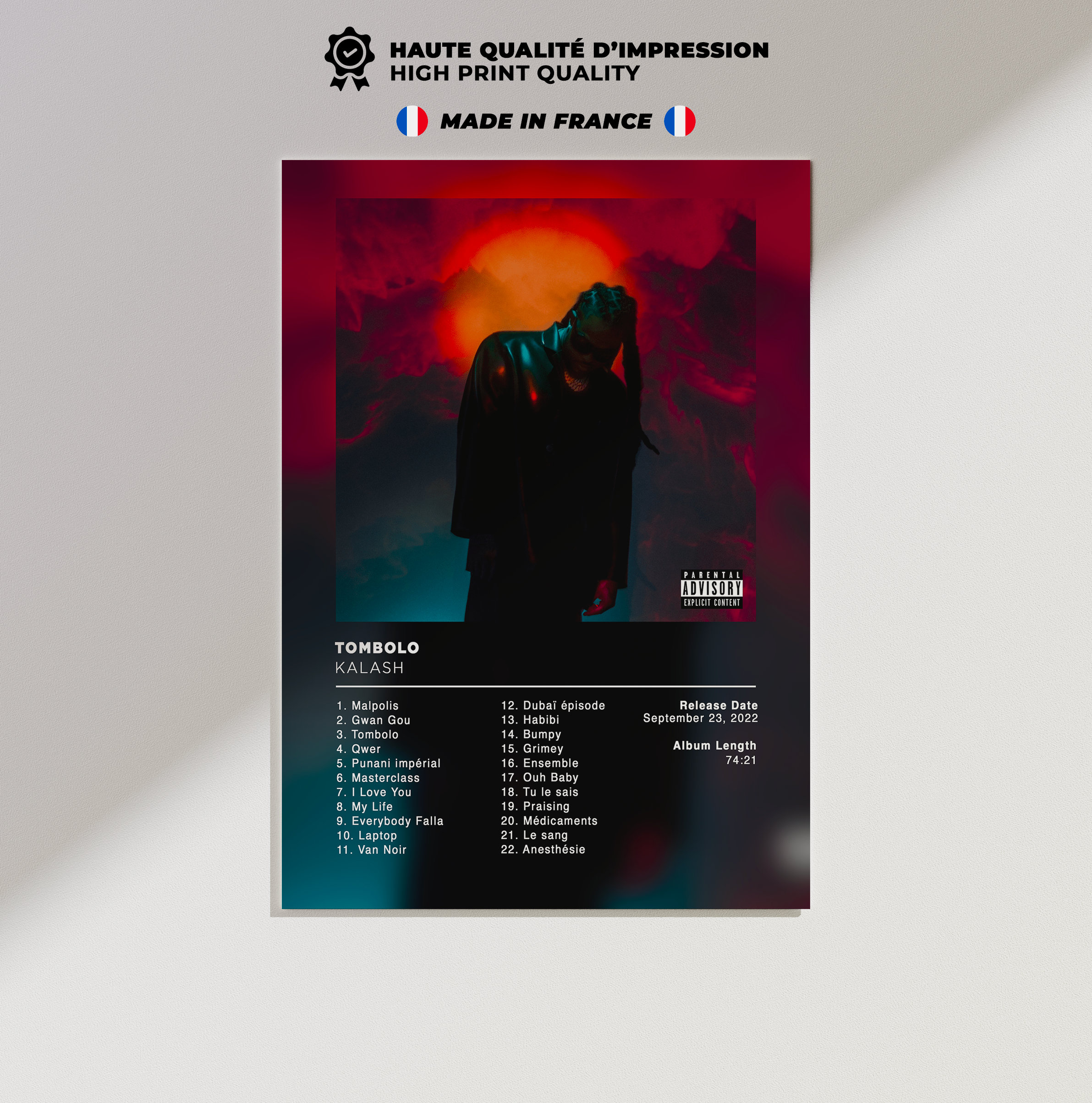 Album Poster Tombolo by Kalash, Rap Posters, Album Cover, Album Wall ...