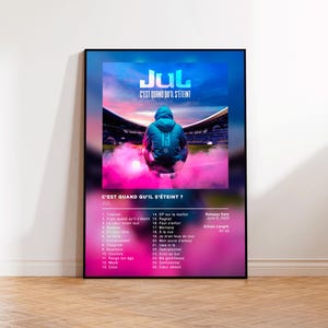 Album Poster C'est quand qu'il s'etéint de Jul, rap posters, album cover, album wall art, custom album poster, rapper poster, rap francais
