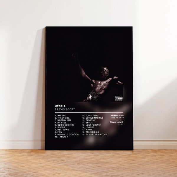 Album-Poster „Utopia“ von Travis Scott, Rap-Poster, Album-Cover, Album-Wandkunst, individuelles Album-Poster, Rapper-Poster