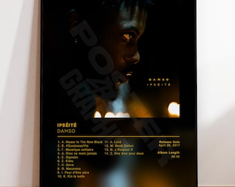Damso's Ipséité album poster, rap posters, album cover, album wall art, custom album poster, rapper poster, French rap