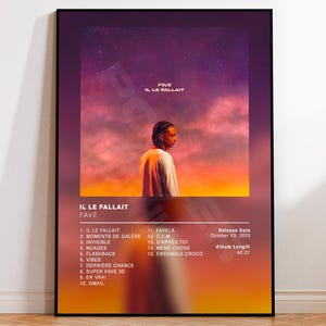 Album Poster Il le fallait de Favé, rap posters, album cover, album wall art, custom album poster, rapper poster, rap francais