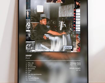 Album Poster 2069' by PLK, rap posters, album cover, album wall art, custom album poster, rapper poster, French rap