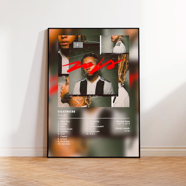 Album Poster Cicatrices de Zola, rap posters, album cover, album wall art, custom album poster, rapper poster, rap francais