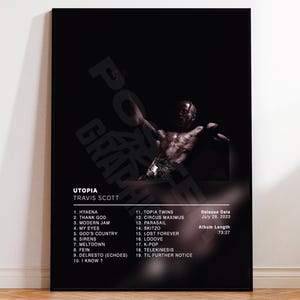 Albumposter Utopia van Travis Scott, rapposters, albumhoes, albummuurdecoratie, gepersonaliseerde albumposter, rapperposter, Franse rap