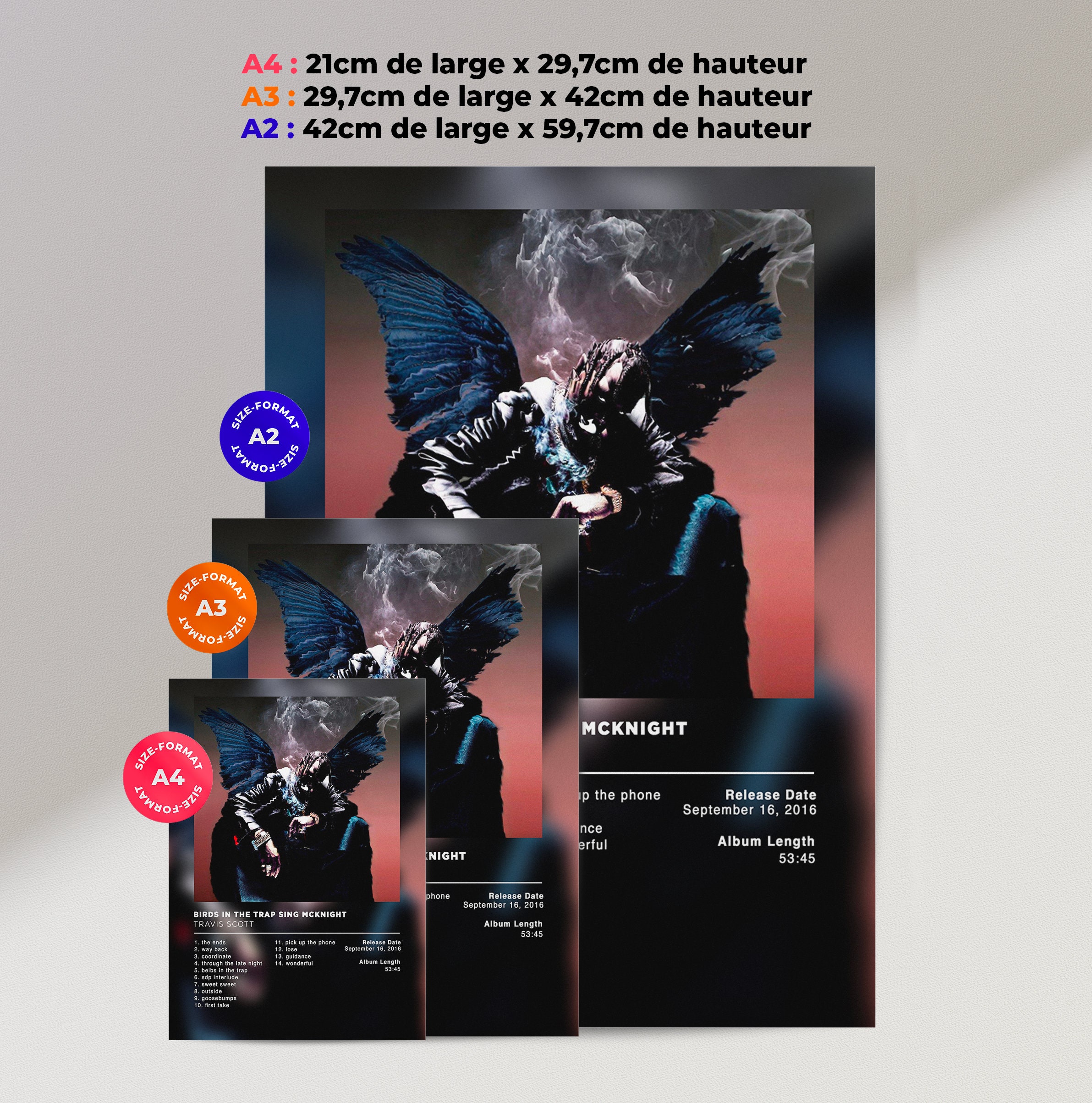 VesFy Poster di Travis Scott, motivo: Uccelli nella trappola e cantano McKnight, 2 poster su tela