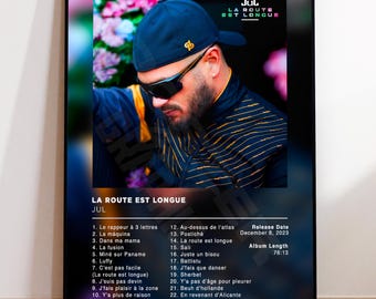 Album Poster "La route est longue" by Jul, rap posters, album cover, album wall art, custom album poster, rapper poster, French rap