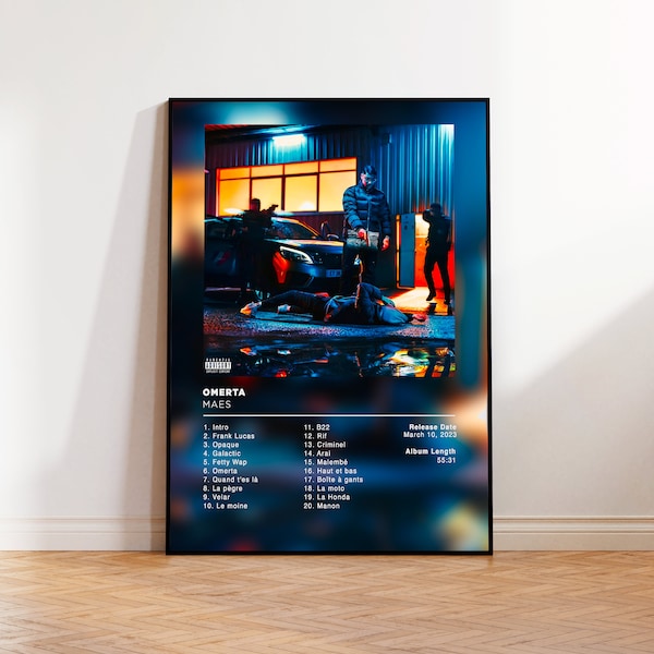 Album Poster Omerta de Maes, rap posters, album cover, album wall art, custom album poster, rapper poster, French rap