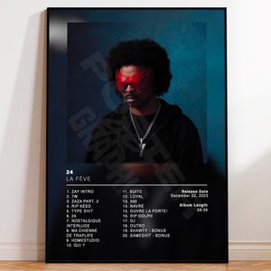 Albumposter 24 von La Fève, Rap-Poster, Albumcover, Album-Wandbild, individuelles Albumposter, Rapper-Poster, französischer Rap