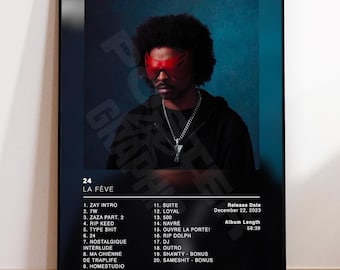 Album Poster 24 by La Fève, rap posters, album cover, album wall art, custom album poster, rapper poster, French rap