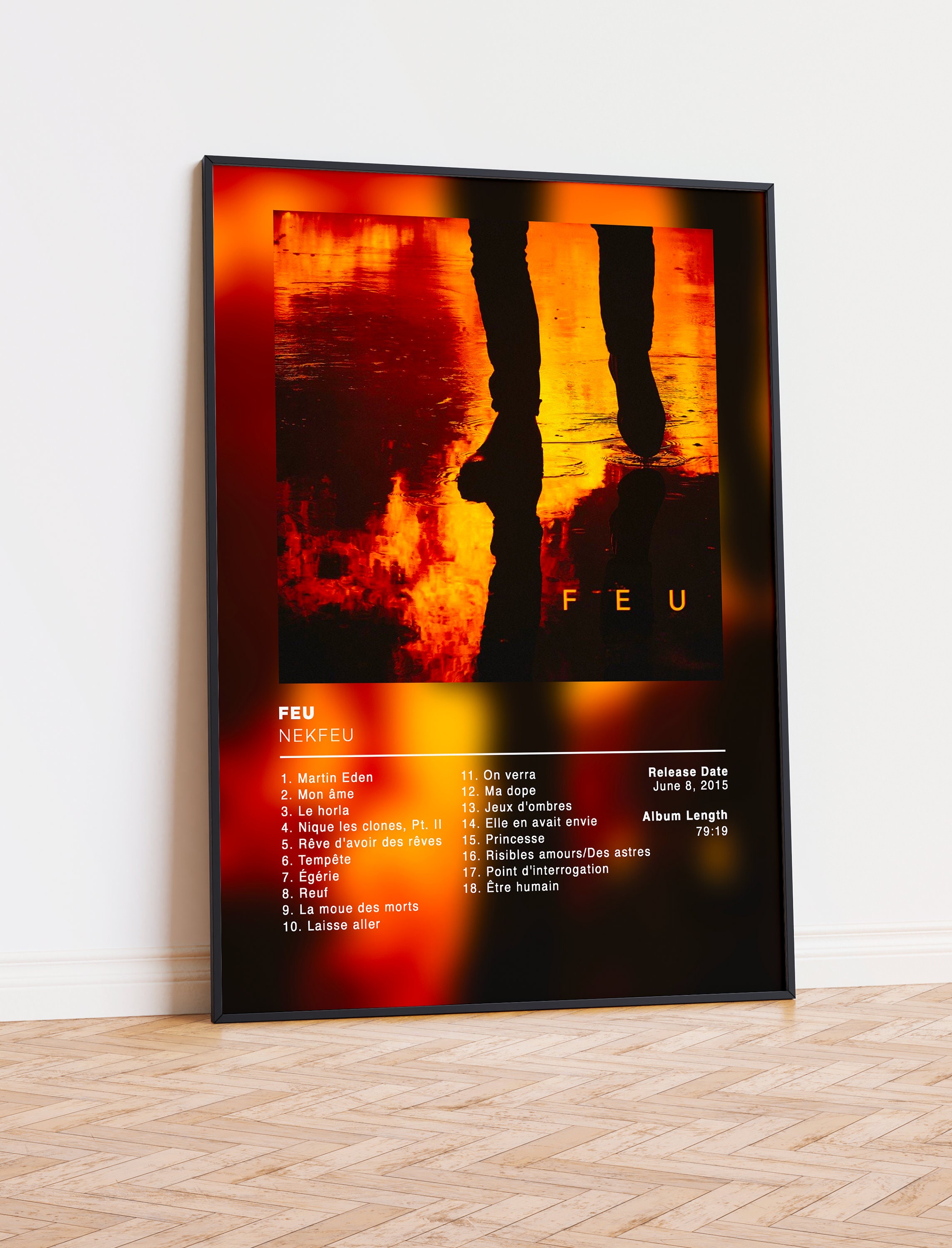 Album Poster Feu De Nekfeu, Rap Posters, Album Cover, Album Wall Art,  Custom Album Poster, Rapper Poster, French Rap 