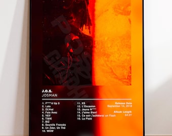 Album Poster J.O.S. by Josman, rap posters, album cover, album wall art, custom album poster, rapper poster, French rap