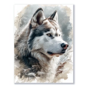 L'husky meditabondo - poster, decorazione da parete per il soggiorno, la camera da letto come tela, poster con cornice o stampa su alluminio