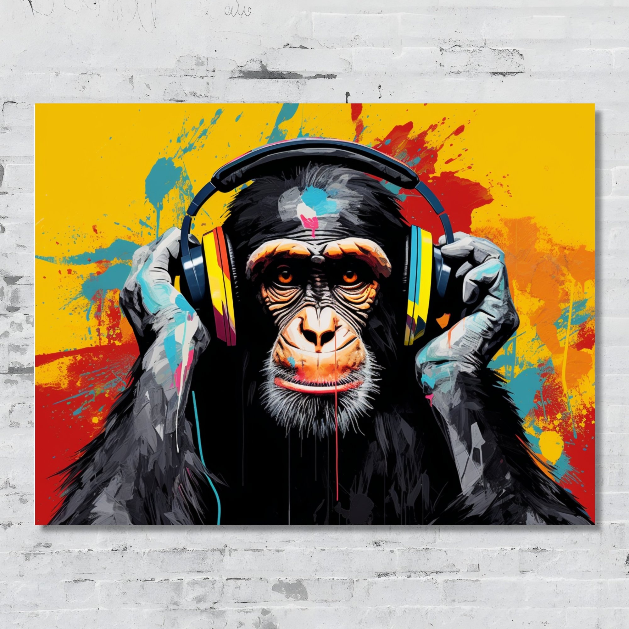 1 Affiche Sur Toile Art Moderne Singe Pensant Banksy Avec - Temu