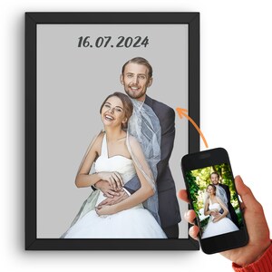 Hochzeit Gemälde Cartoon vom Foto als personalisiertes Bild | Hochzeitsgeschenk personalisiert mit Text, Hochzeitstag Mann, Gemälde vom Foto