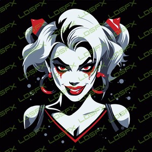 Crazy Clown Girl, Clipart, Vector, SVG, Vector Afbeelding voor T-Shirt afdrukken, Stickers, Snijplotter, Lasergravure, Zeefdruk