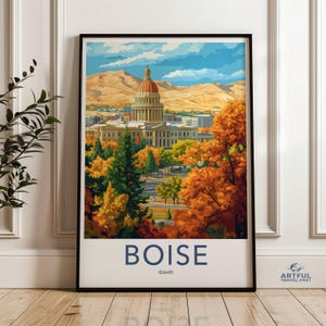 Boise Idaho Capitol Building Wall Art, Colorful Autumn Landscape Poster, Scenic Cityscape Print, Home Decor, Office Wall Art