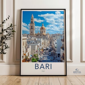 Bari Italy Wall Art Print, Travel Poster, Cityscape Artwork, Italian Decor, Historic Architecture, Home Decor, Gift Idea