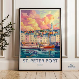 St Peter Port Wall Art, Colorful St Peter Port Print, Guernsey Harbor Artwork, Coastal Wall Decor, Nautical Home Decoration