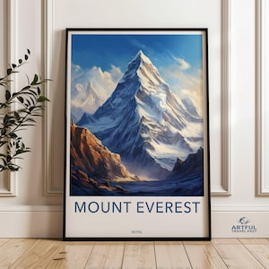 Mount Everest Poster, Nepal Wandkunst, Himalaya Gebirge Druck, Malerische Landschaft Dekor, Höhen Kunst, Abenteuer Reise Geschenk