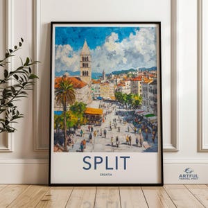 Split Wall Art, Croatia Print, Travel Poster, Cityscape Artwork, European City Decor, Landscape Painting, Living Room Decoration