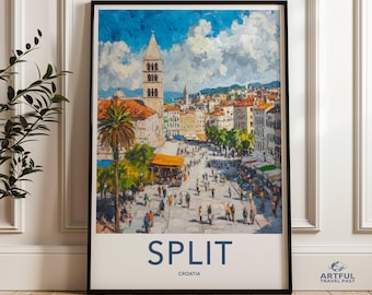 Split Wall Art, Croatia Print, Travel Poster, Cityscape Artwork, European City Decor, Landscape Painting, Living Room Decoration
