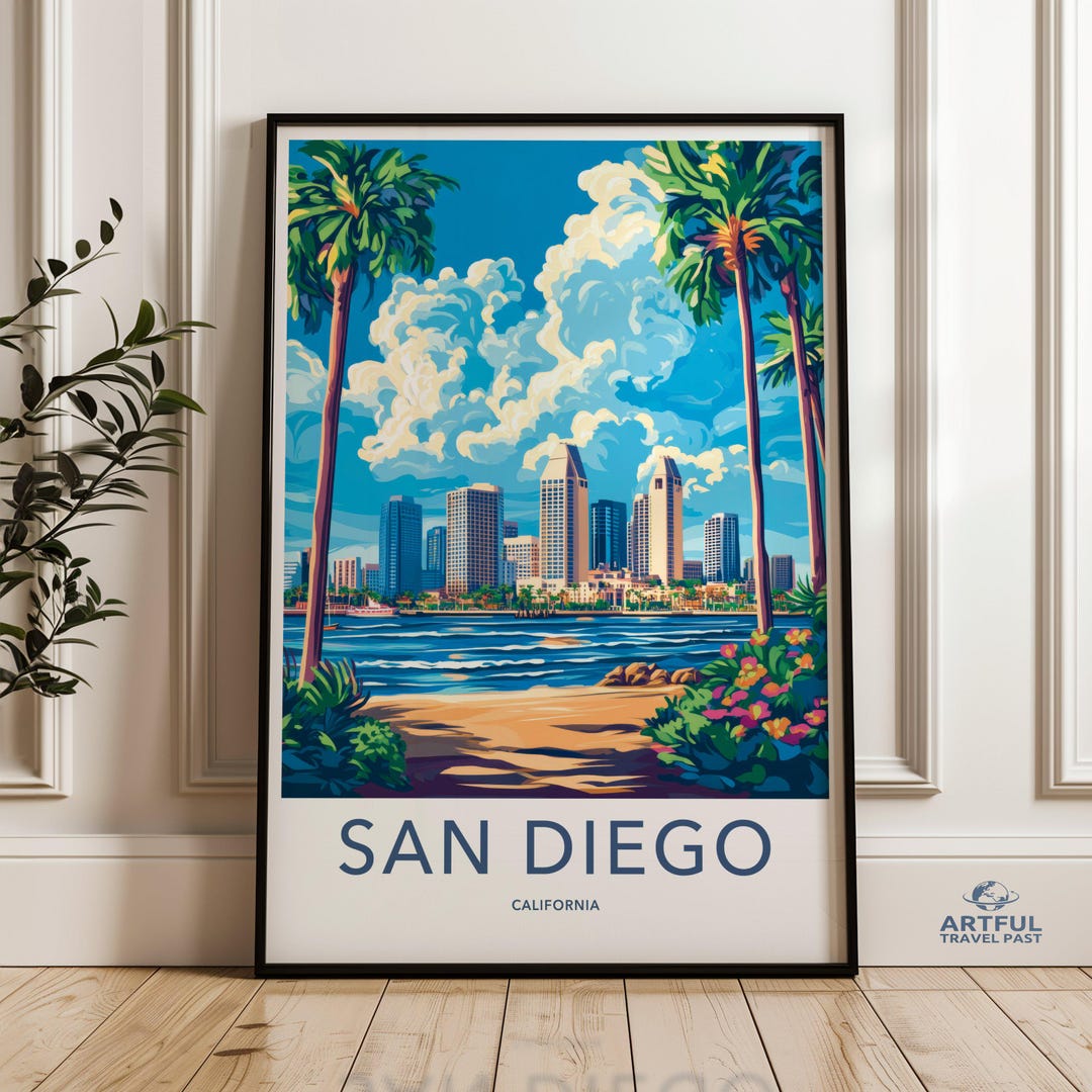 Wandbild San Diego Skyline – 5-teiliges Leinwand-Set, 150x80 Cm – Fertig Zum Aufhängen
