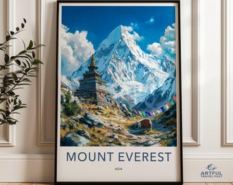 Stunning Mount Everest Wall Art, Himalayan Mountains Print, Scenic Landscape Poster, Nature Photography Decor, Travel Home Decor