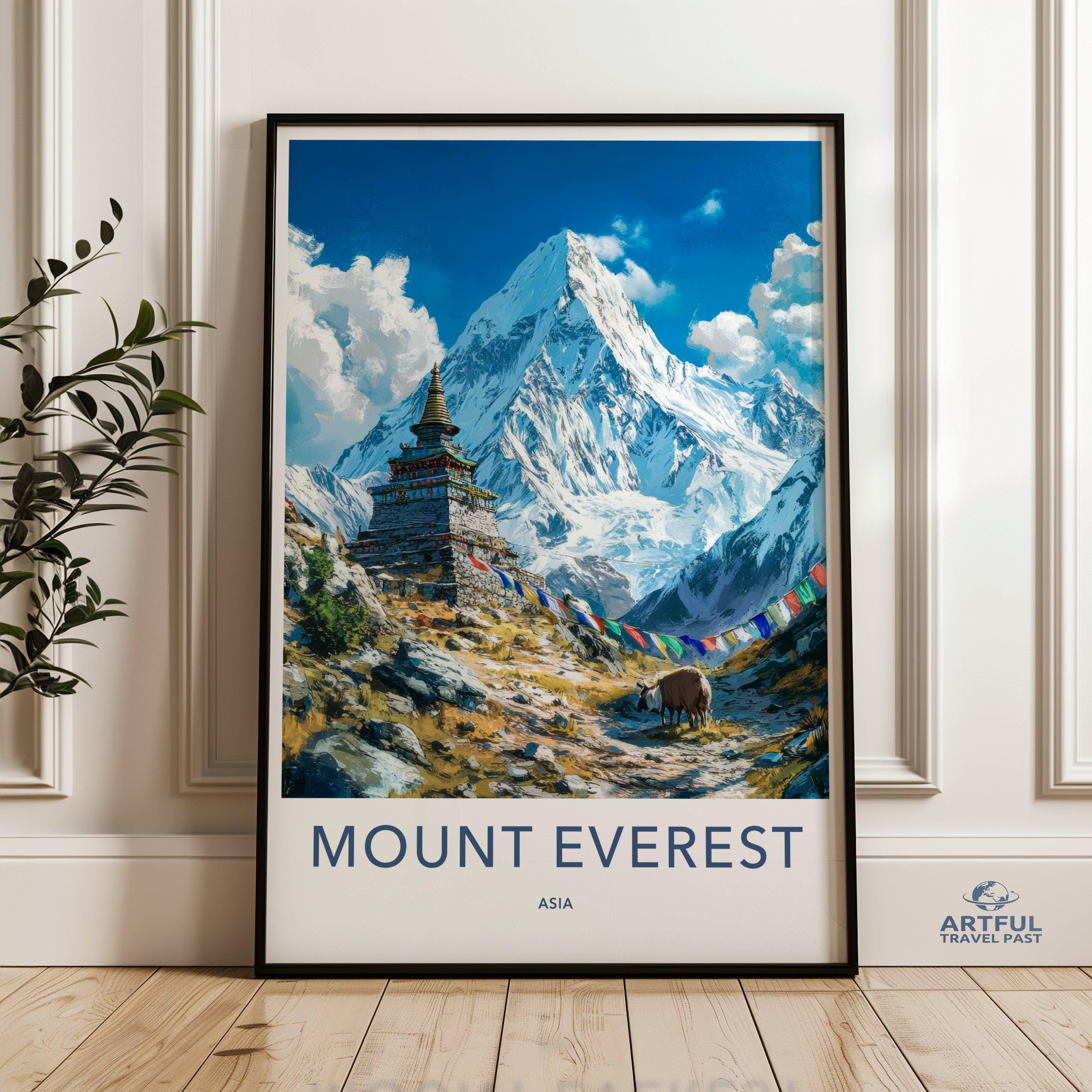 Stunning Mount Everest Wall Art, Himalayan Mountains Print, Scenic