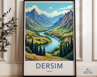 Art mural de dinde de Dersim, art de paysage de rivière de montagne, impression de paysage de nature, impression d'art turc, décoration d'intérieur, affiche de voyage