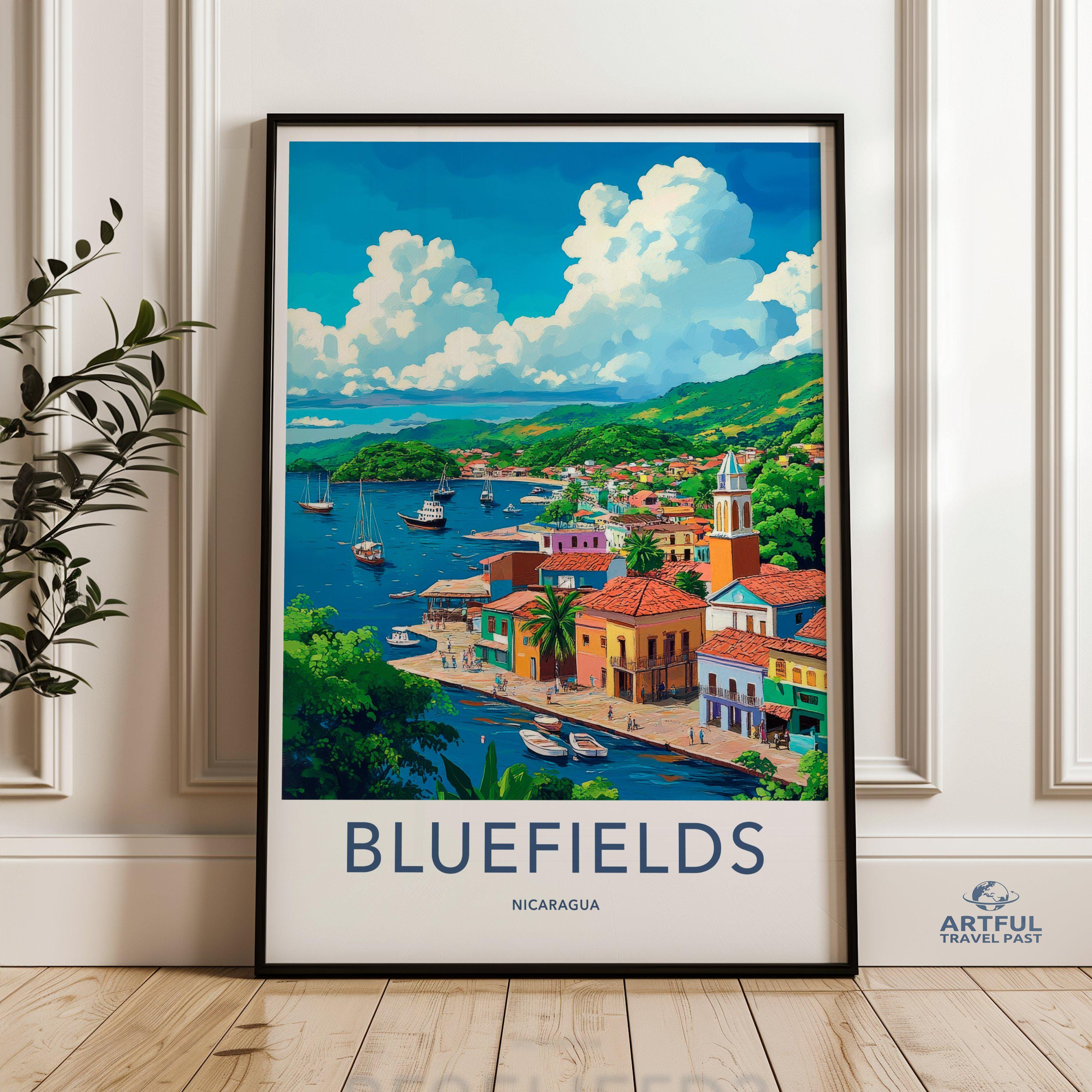 Bluefields Nicaragua Wall Art, Coastal Town Poster, Caribbean
