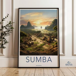 Sumba Indonesia Wall Art, Sunset Over Sumba Village, Scenic Indonesian Landscape, Cultural Heritage Print, Nature Inspired Decor