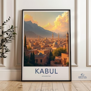 Kabul Afghanistan Travel Poster, Explore Kabul Wall Art, Afghanistan Cityscape Print, Kabul Architecture Wall Decor