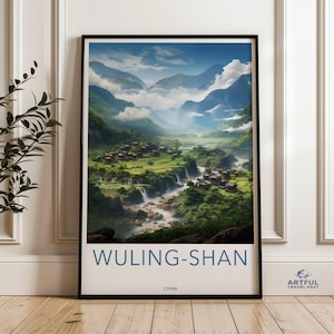 Wuling-Shan Wall Art, China Landscape Print, Scenic Mountain Poster, Stunning Nature Wall Decor, Serene Asian Artwork