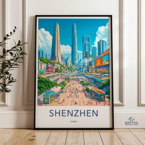 Shenzhen China Wall Art, Cityscape Poster, Modern Urban Decor, Architectural Print, Travel Photography, Home Office Art, Skyscraper Artwork