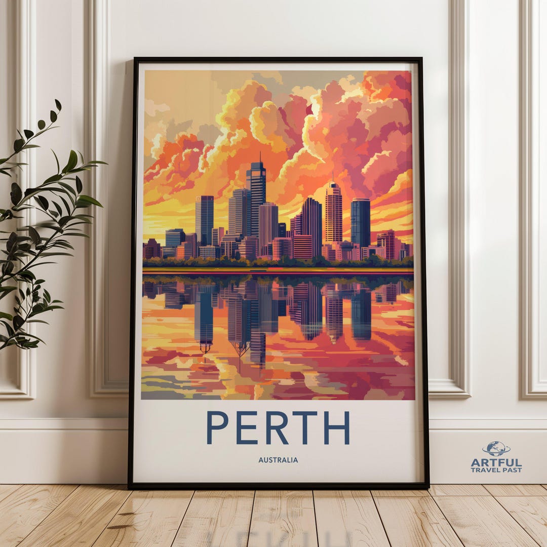 Perth Skyline Wall Art, Australia Cityscape Print, Sunset City Wall ...