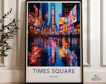 Times Square Wall Art, New York City Poster, Vibrant Urban Decor, Modern Cityscape Print, Colorful Street Scene, NYC Wall Art