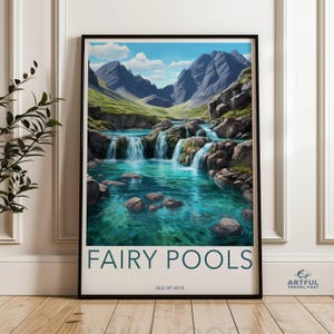 Fairy Pools Wall Art, Isle of Skye Print, Scottish Landscape Decor, Nature Waterfall Poster, Scenic Highlands Artwork