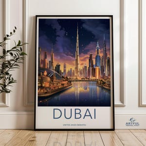 Dubai Cityscape Wall Art, Sunset Skyline Print, Architectural Wonders Poster, Dubai Downtown View, UAE Cultural Landmarks