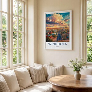 Windhoek Namibia Wall Art, Cityscape Print, Sunset Urban Decor, Colorful Landscape Poster, Home Office Decor, Namibia Travel Gift image 3