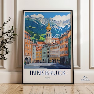 Stunning Innsbruck Austria Wall Art Print, European Cityscape Poster, Colorful Mountain Town Decor, Travel Photography