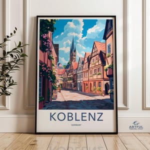 Koblenz Germany Wall Art, Colorful Cityscape Poster, Travel Destination Print, Historic Architecture Artwork, Scenic City View